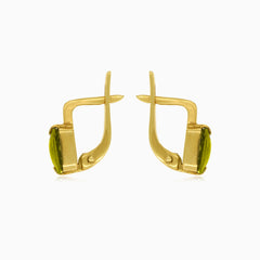 Luminescent rectangles gold and moldavite earrings