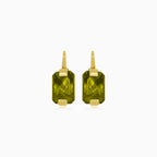 Luminescent rectangles gold and moldavite earrings