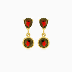 Gleaming radiance garnet round and pear earrings