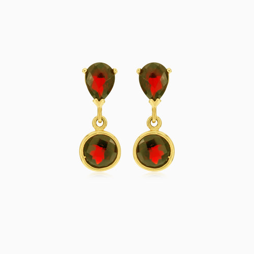 Gleaming radiance garnet round and pear earrings