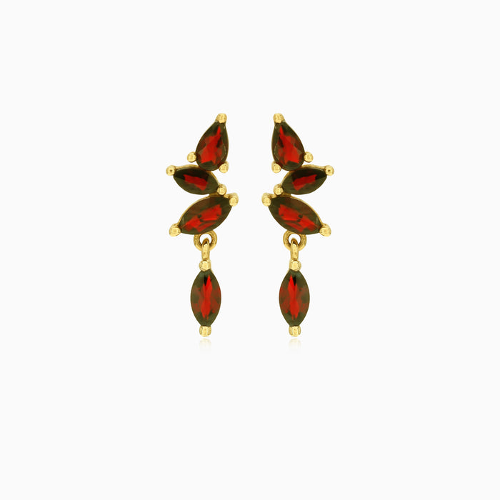 Pendientes colgantes elegantes con granate marquesa