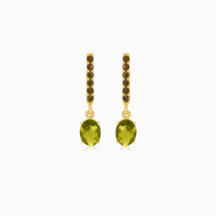 Captivating moldavite and garnet drop earrings