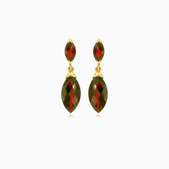 Elegance in gold marquise garnet drops