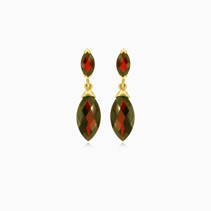 Elegance in gold marquise garnet drops