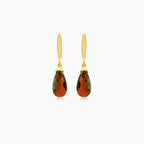 Elegant pear garnet drop earrings