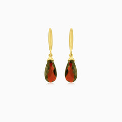 Elegant pear garnet drop earrings