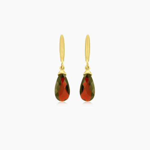 Elegant pear garnet drop earrings