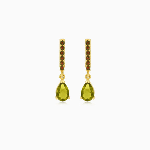 Radiant moldavite and garnet drops