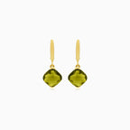 Cushion cut modavite gold earrings