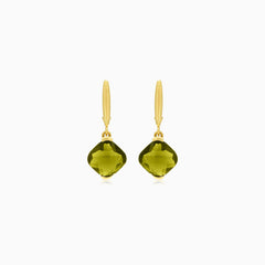 Cushion cut modavite gold earrings