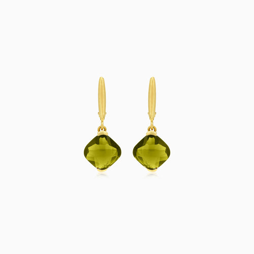 Cushion cut modavite gold earrings