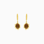 Garnet oval fine step-cut gold earrings