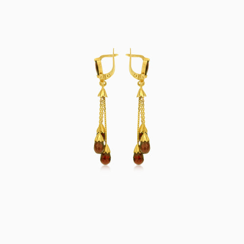 Garnet marquise and pear cut drop earrings