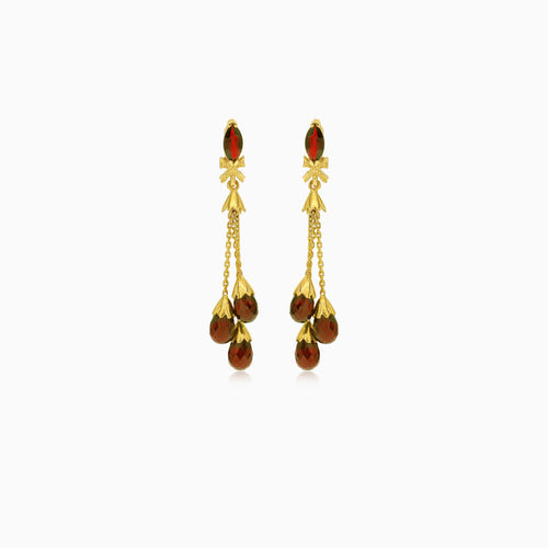 Garnet marquise and pear cut drop earrings