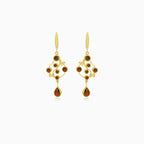 Radiant 14kt gold garnet dangling earrings