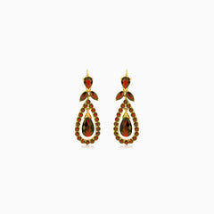 Elegant style  14kt gold garnet dangling earrings