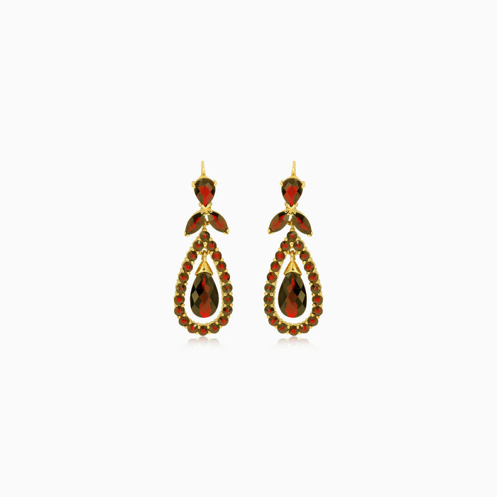 Elegante 14kt Gold-Garnet-Tropfenohrstecker