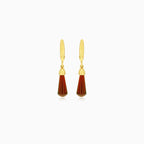 Elegant 14kt gold garnet dangling earrings