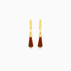 Elegant 14kt gold garnet dangling earrings