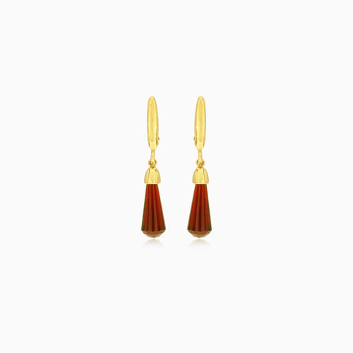 Elegant 14kt gold garnet dangling earrings