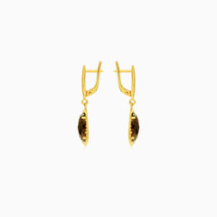 Elegant oval garnet dangling earrings