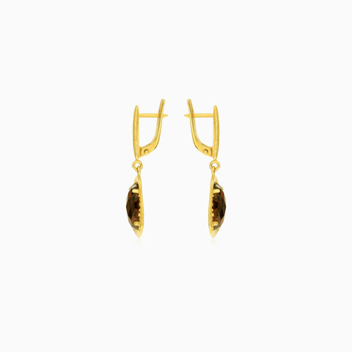 Elegant oval garnet dangling earrings