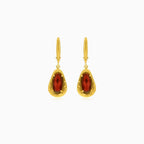 Elegant oval garnet dangling earrings