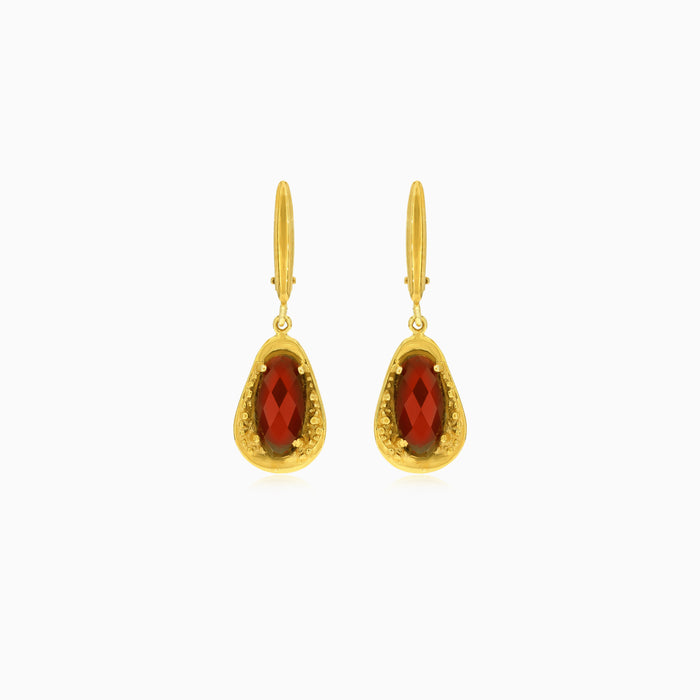Elegant oval garnet dangling earrings