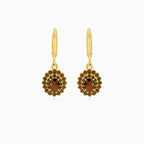 Regal 14kt gold garnet dangling earrings