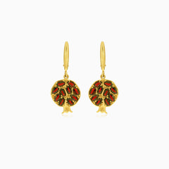 Pomegranate yellow gold and garnet  earrings