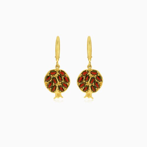 Pomegranate yellow gold and garnet  earrings