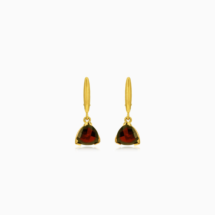 Stylish trilliant garnet dangling earrings