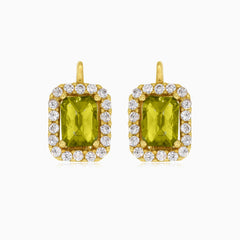 Radiant moldavite and cubic zirconia royal drops