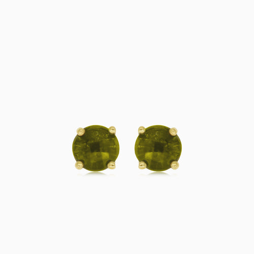 Elegant moldavite and gold stud earrings