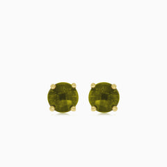 Elegant moldavite and gold stud earrings