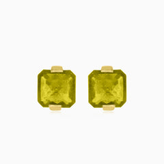 Graceful 14kt gold earrings with moldavite