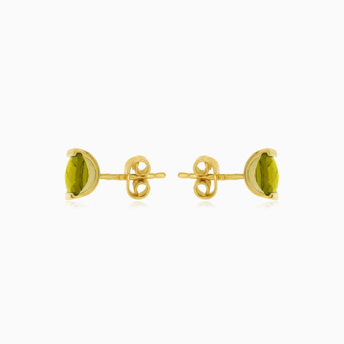 Square princess-cut moldavite gold stud earrings