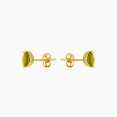 Square princess-cut moldavite gold stud earrings