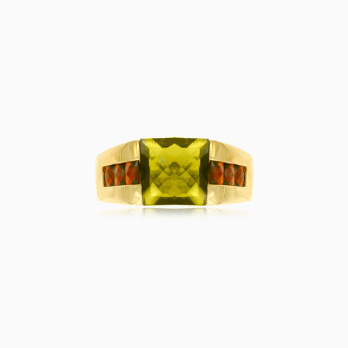Luxusní pánský prsten s vltavínem a granátem