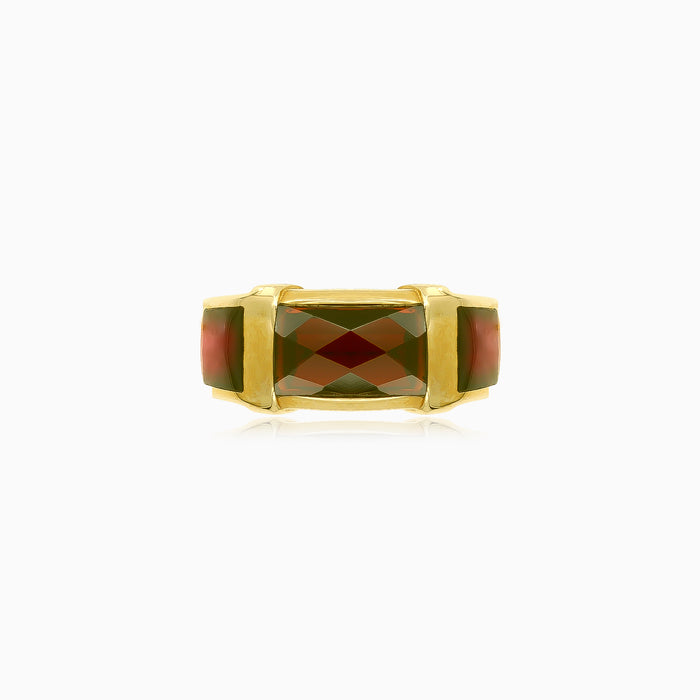 Anillo llamativo de granate rectangular