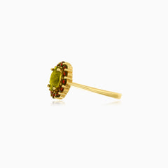 Royal treasures moldavite and garnet ring