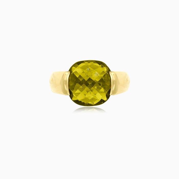 Unisex-Ring mit kissenförmigem Moldavit