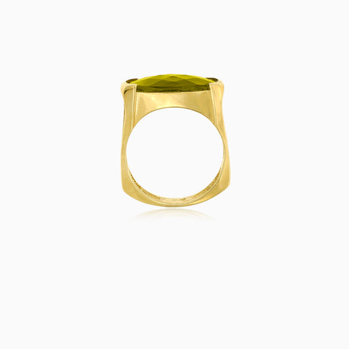 Moldavite oval gold women's ring