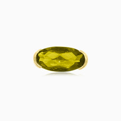 Moldavite oval gold women's ring