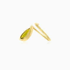 14kt gold pear cut moldavite ring