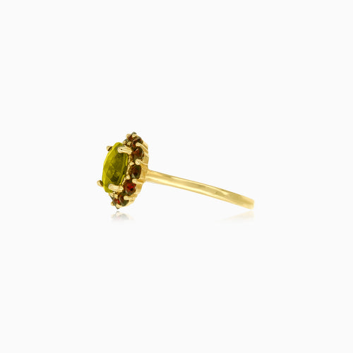 Enchanting royal flower moldavite ring