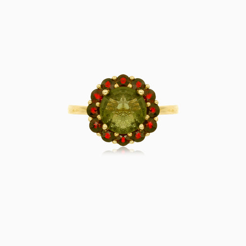 Enchanting royal flower moldavite ring