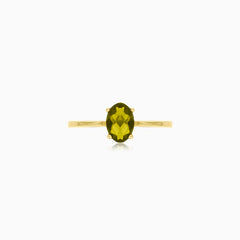 Elegant oval moldavite gold ring