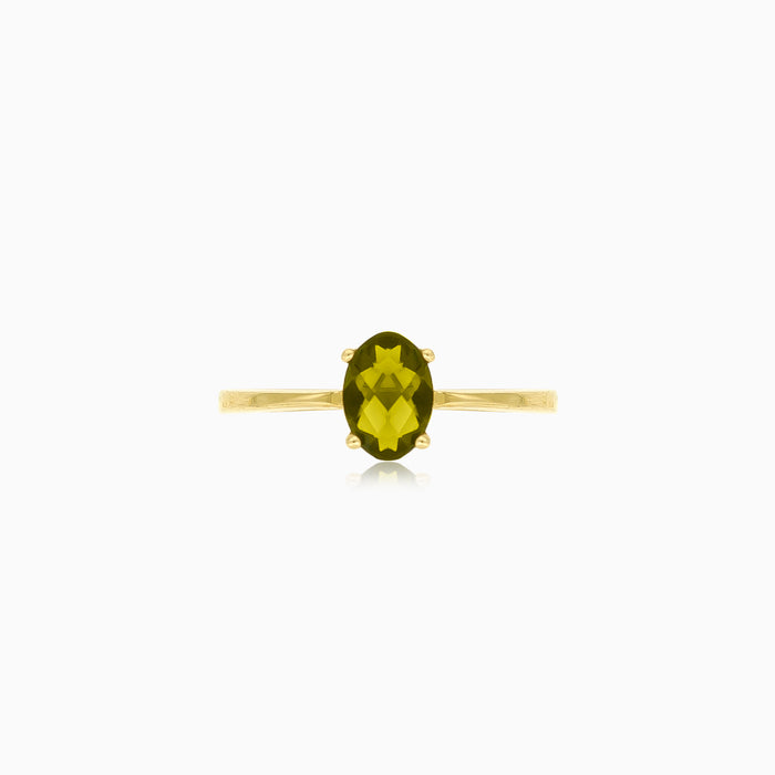 Eleganter ovaler Moldavit-Goldring