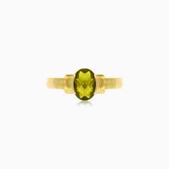 Serene sparkle moldavite bar elegance ring